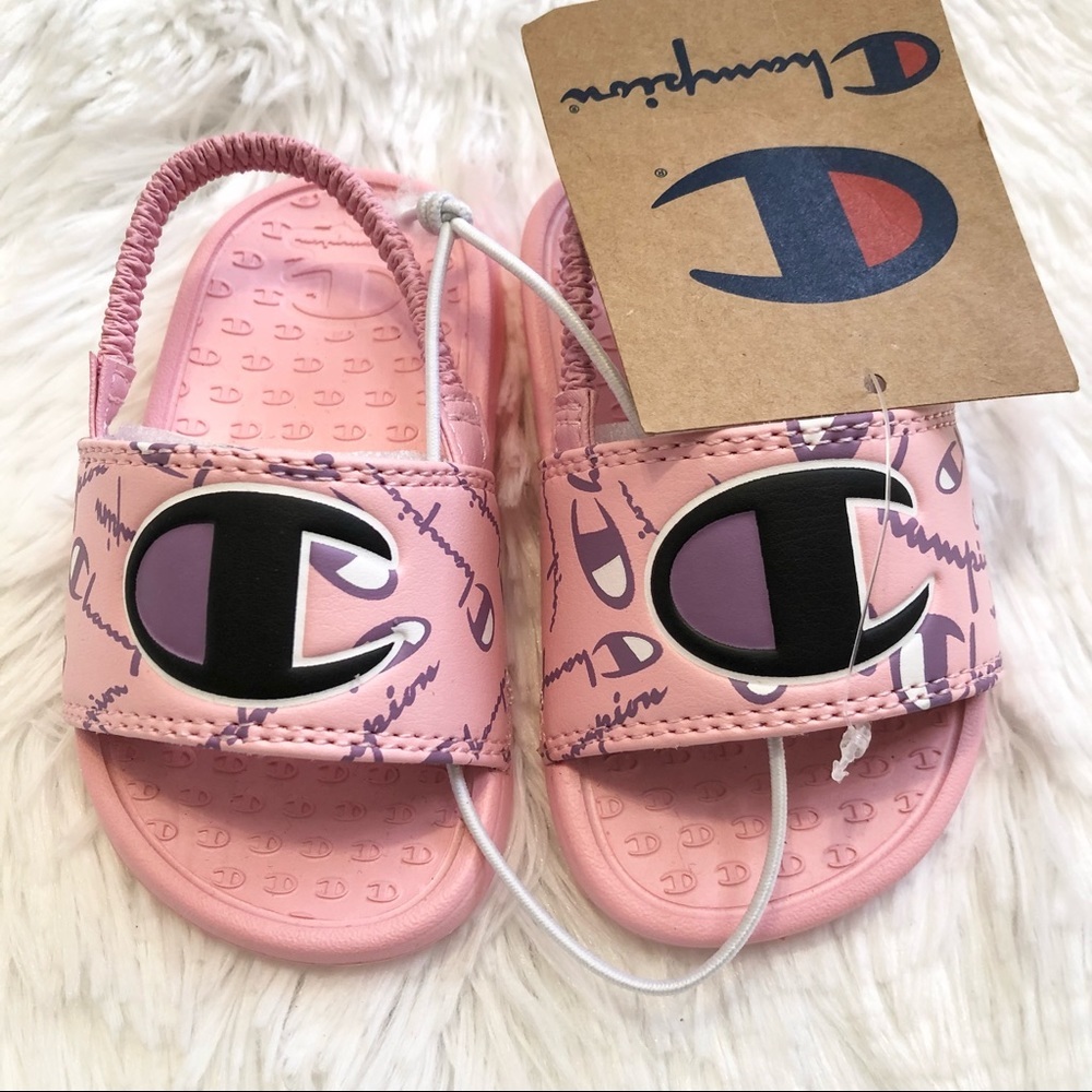 NWT Champion Pink Purple Slides Baby Girl Size 4 - Picture 4 of 8